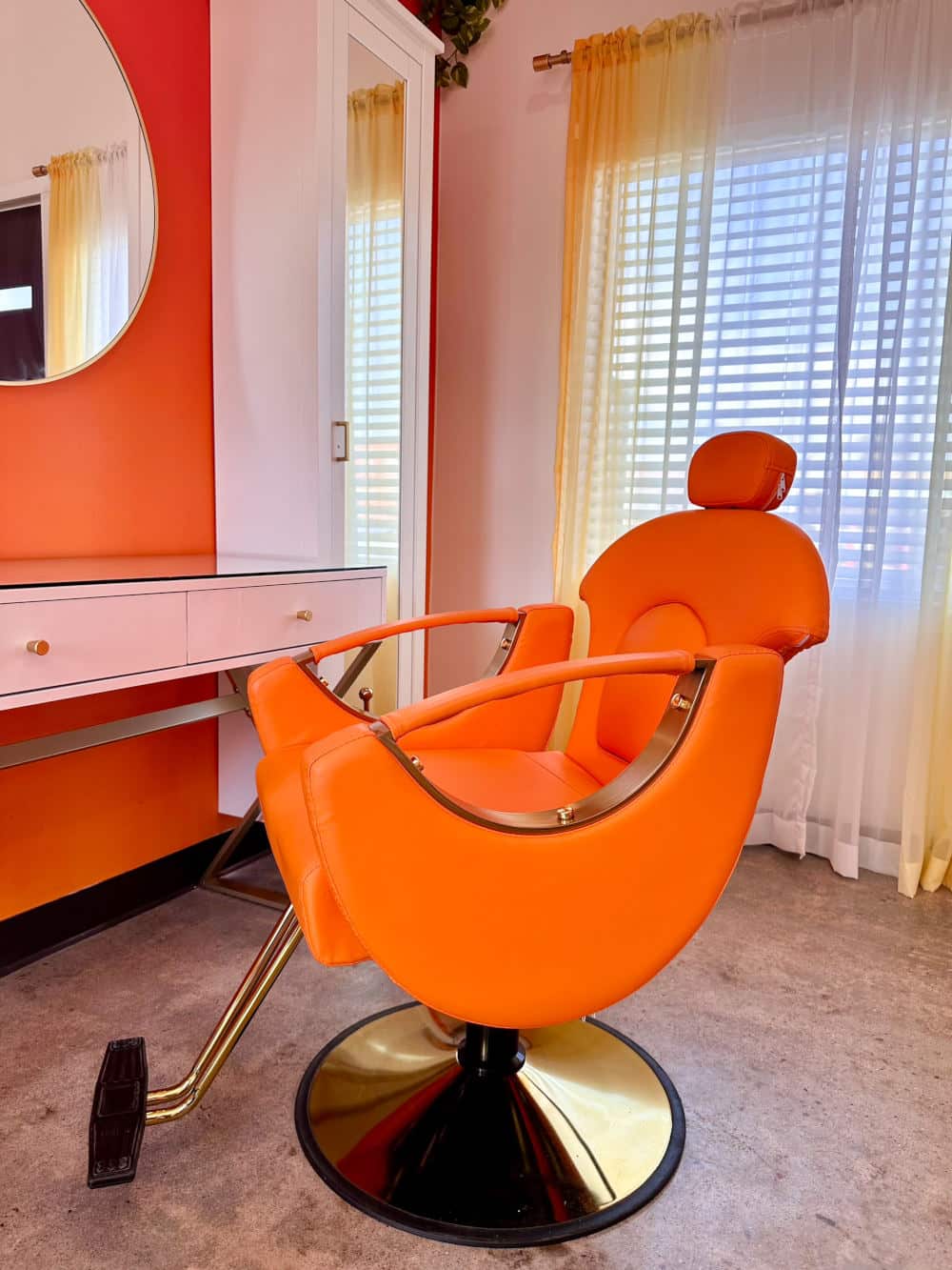 orange beauty salon chair